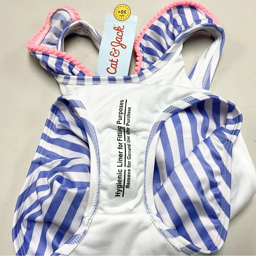 Cat & Jack Blue and White Striped Kids Swimsuit